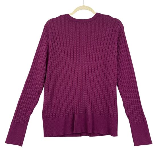 Venus Purple Cable Knit V Neck Long Sleeve Cardigan Sweater Womens Size 1X - Picture 2 of 7